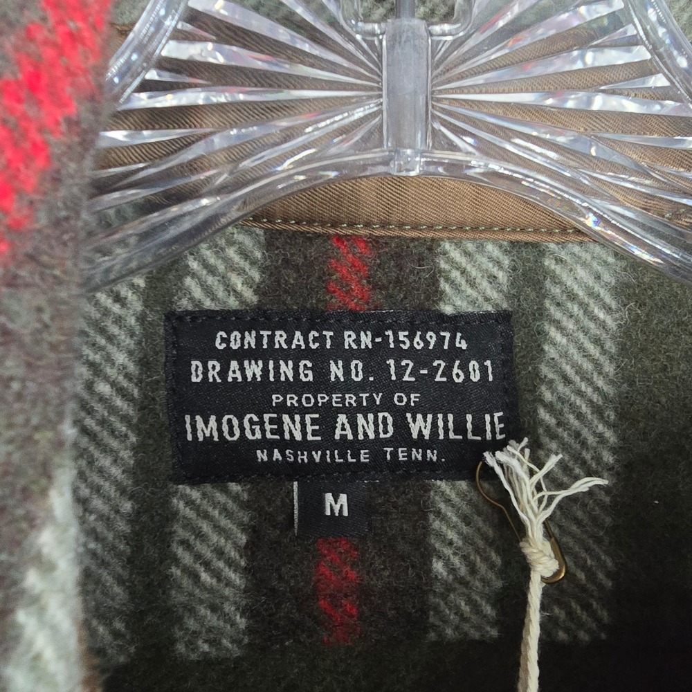 Imogene and Willie Hall CPO Mens M Green Blanket Stripe Wool Blend Shirt Jacket - Picture 2 of 9